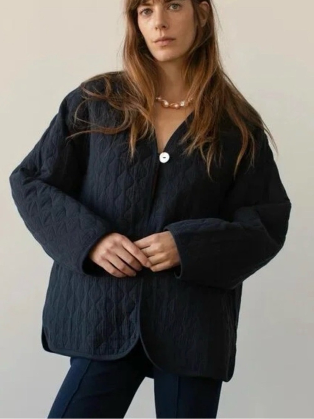 Donni Quilted Relaxed Jacket navy